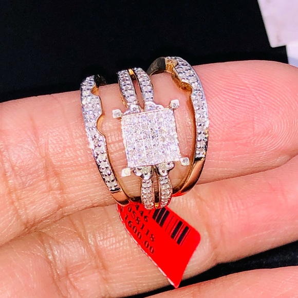 REAL DIAMOND .55ct BRIDAL RING SET NOT CZ NOT FAKE - Picture 1 of 12